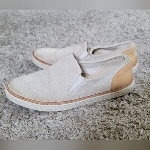 UGG Casual White and Tan Slip-On Shoes
